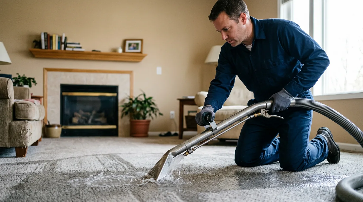 Water damage restoration technician working near Dennison, MN
